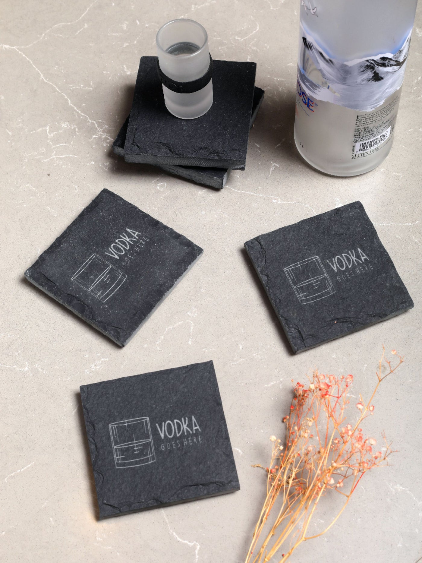 Slate Coaster - Engraved Vodka