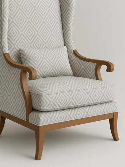 Premium Wingback Lounge Chair with Modern Geometric Velvet Fabric & Solid Wood Frame