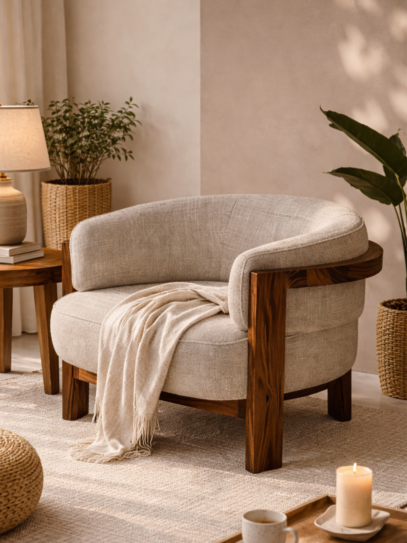 Elra Solid Teak Wood Accent Chair