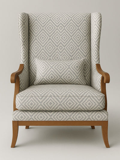 Premium Wingback Lounge Chair with Modern Geometric Velvet Fabric & Solid Wood Frame