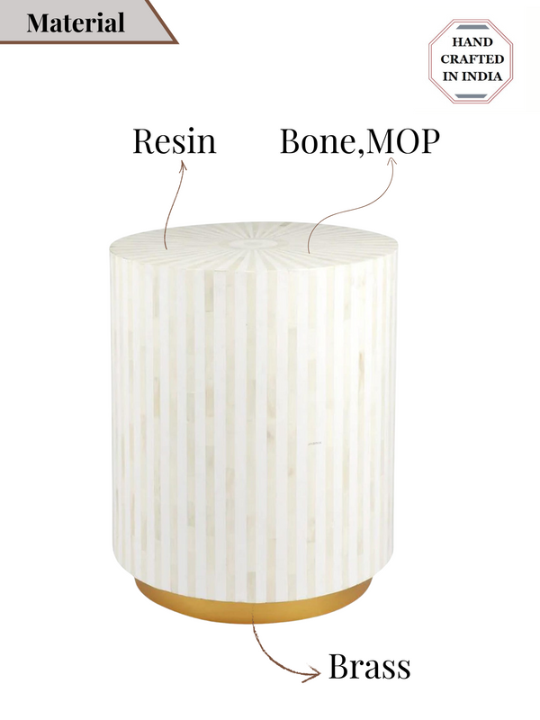 Inlay Drum Side Table