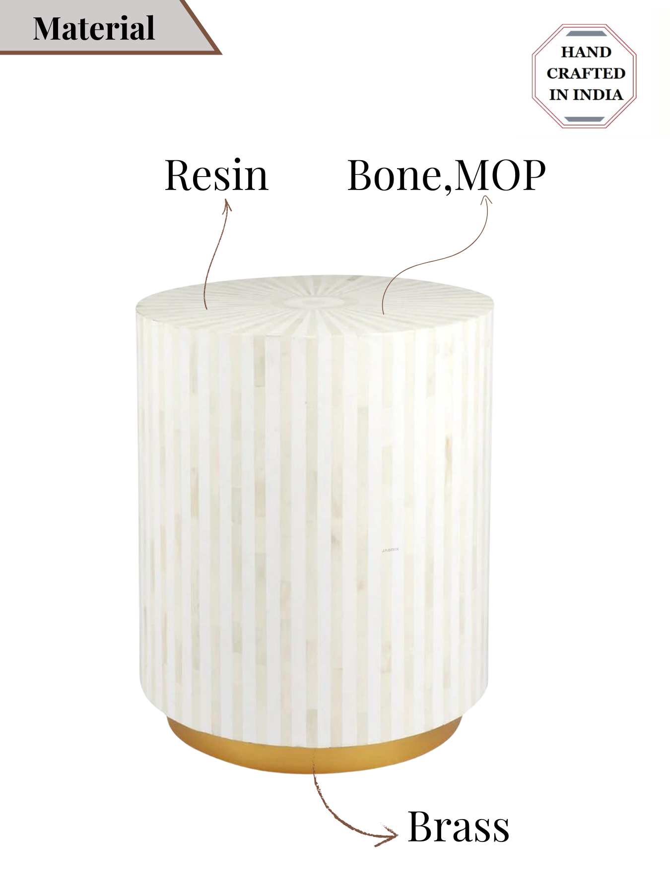 Inlay Drum Side Table