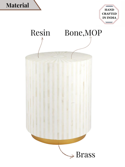 Inlay Drum Side Table