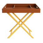 Pu Leather Foldable Tray with Metal Stand-Brown Croco