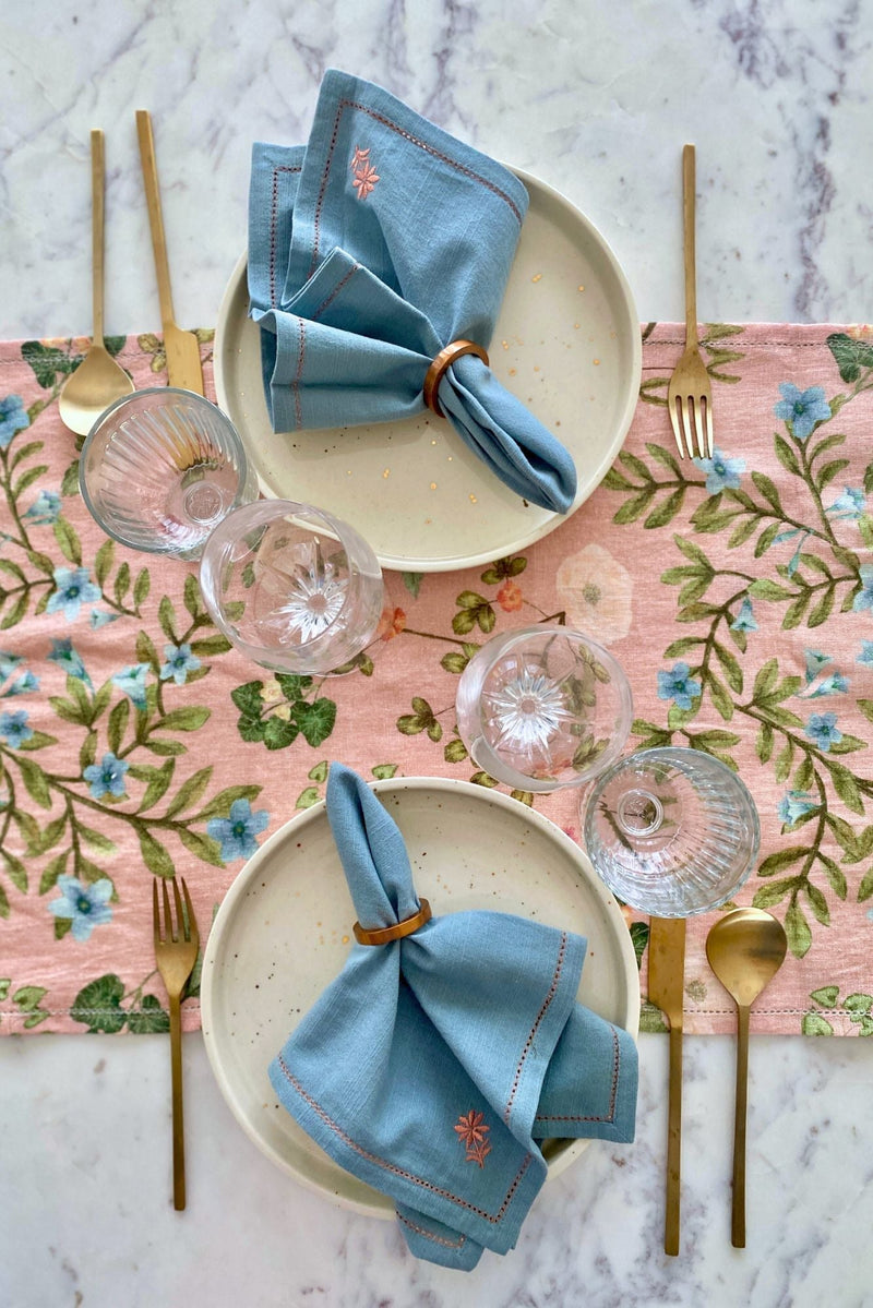 Valley Rose Linen Table Runner