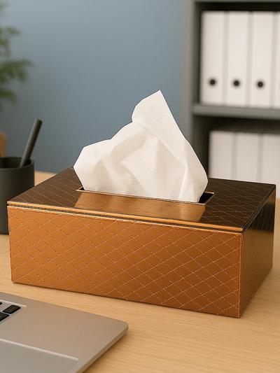 Leather Tissue Box-Copper Gold