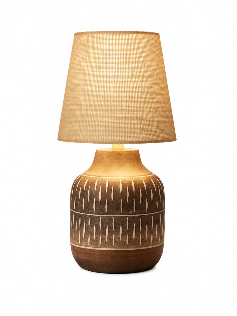 Wooden Table Lamp with Jute Shade