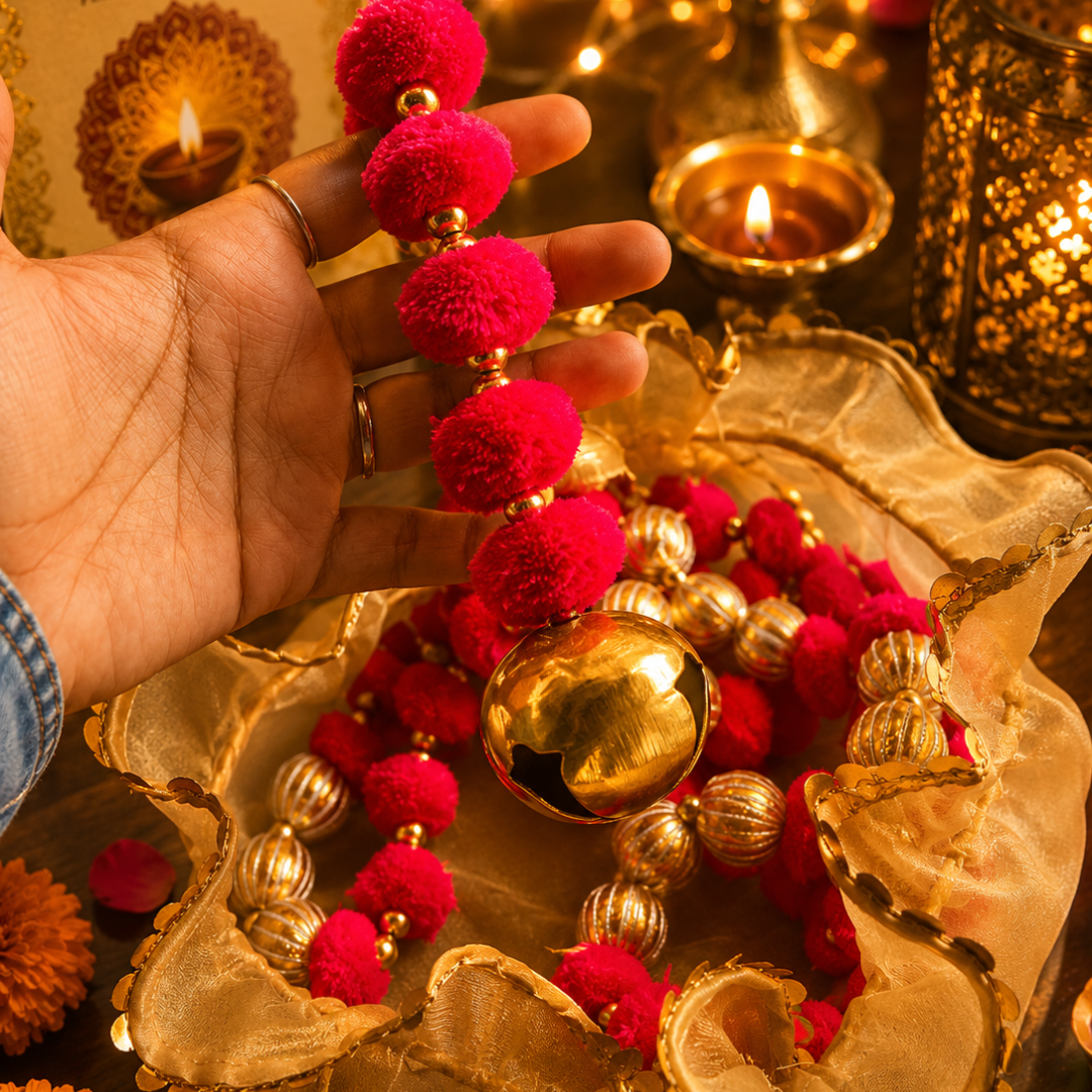 Gulabi Utsav Golden Potli Gift Set | Pink Festive Toran - https://artecasa.in/