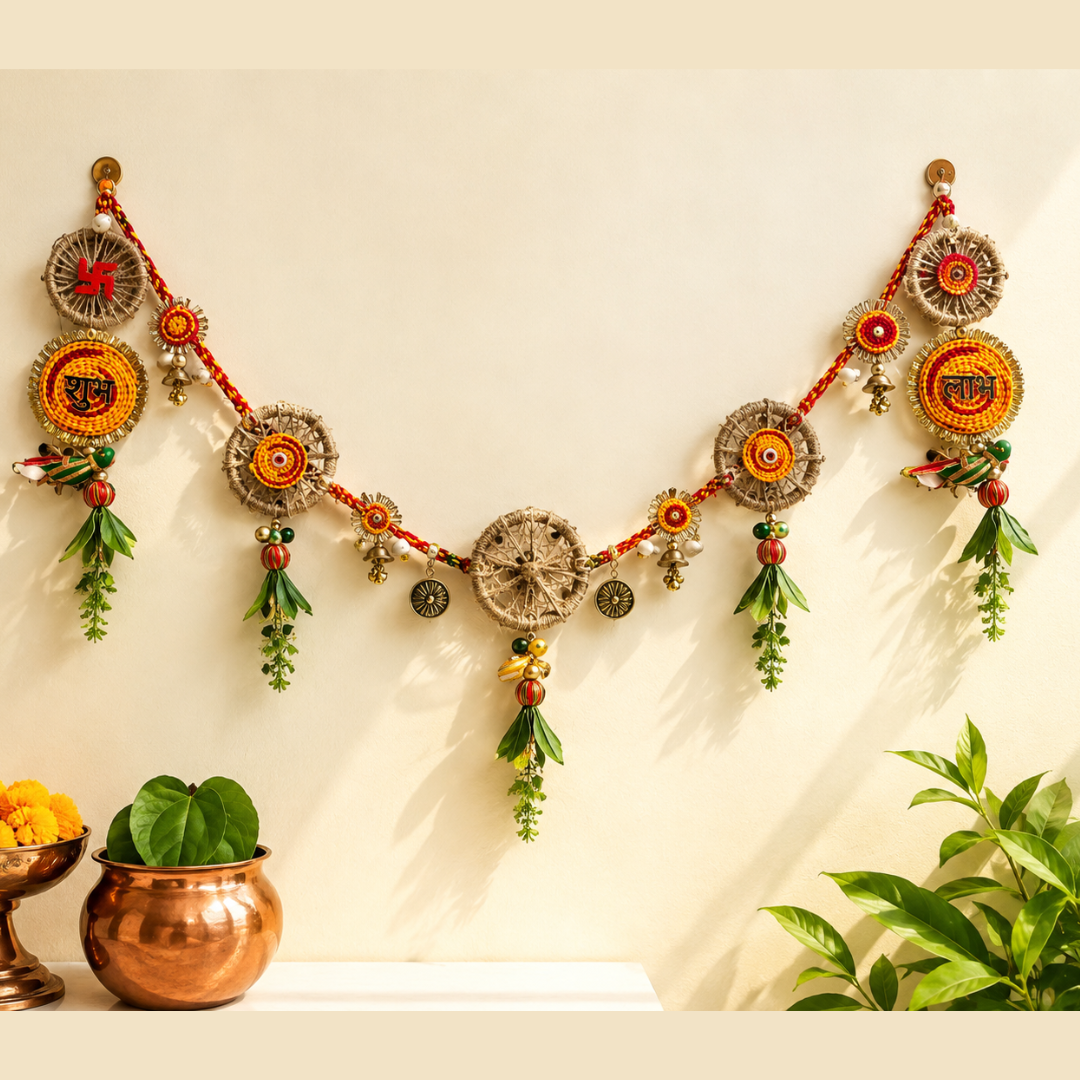 Laal Utsav Red Potli & Toran Set – Traditional Diwali Door Décor - https://artecasa.in/