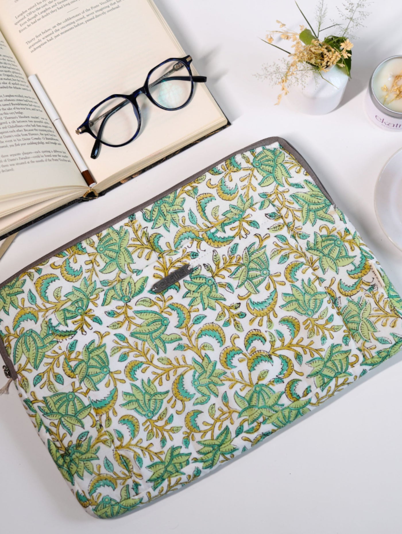 Laptop Sleeve Green Floral