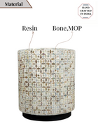 Mother of Pearl Inlay Drum Side Table- Nemo