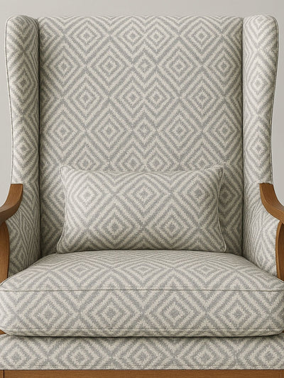 Premium Wingback Lounge Chair with Modern Geometric Velvet Fabric & Solid Wood Frame