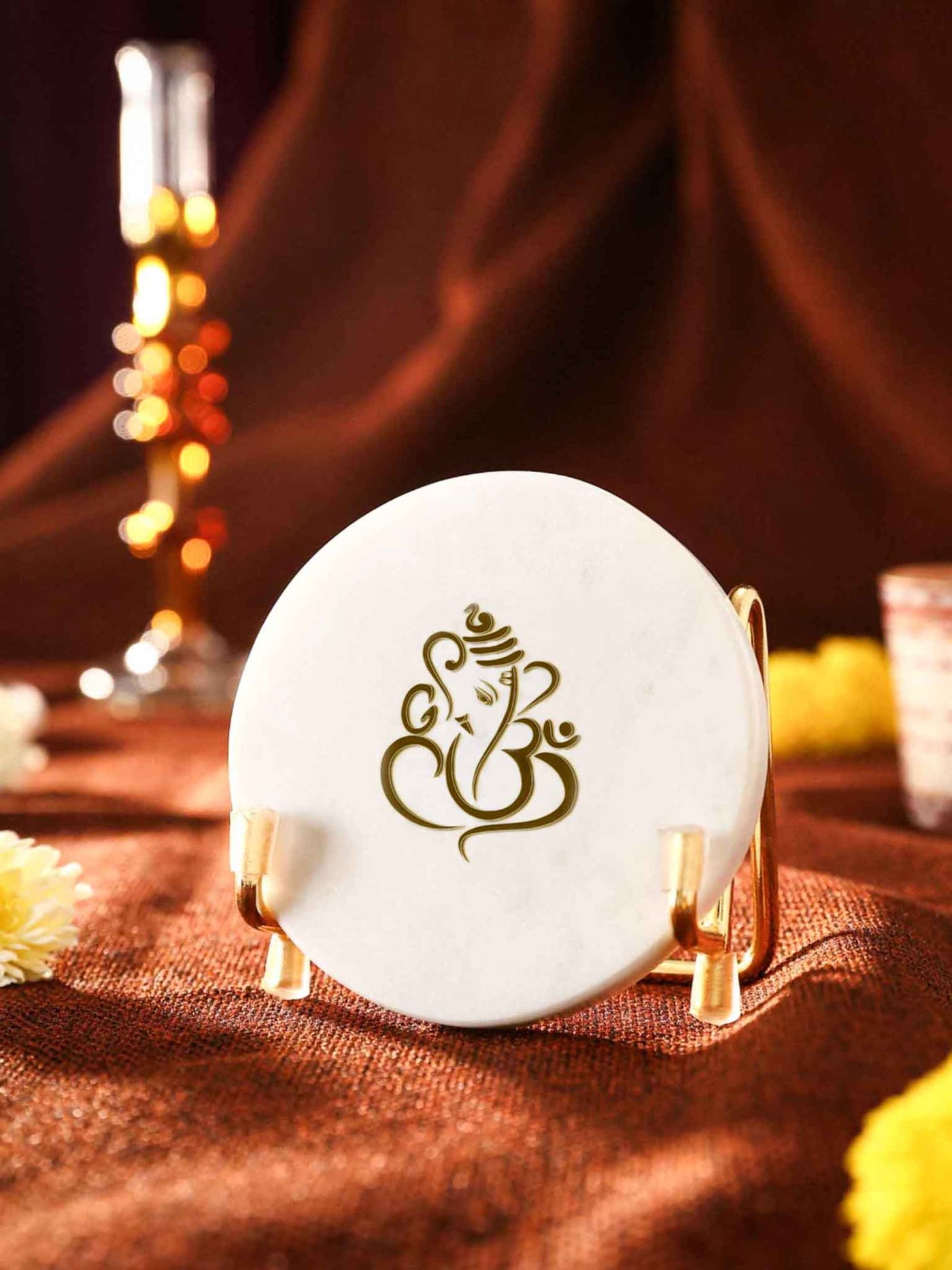 Ganesha with Marble - Metal Holder