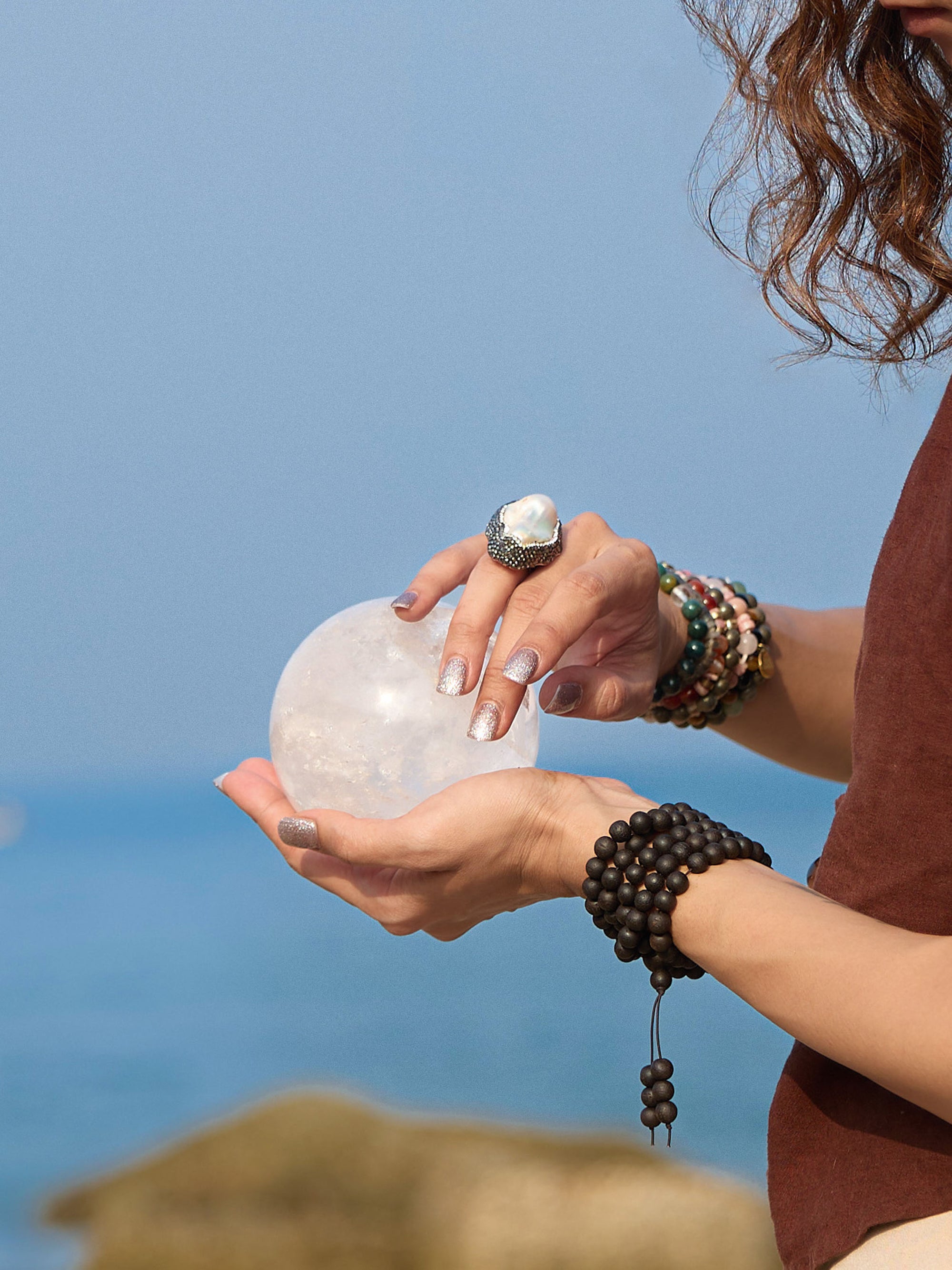 Semi-precious Gemstone - White Crystal Ball (Medium)