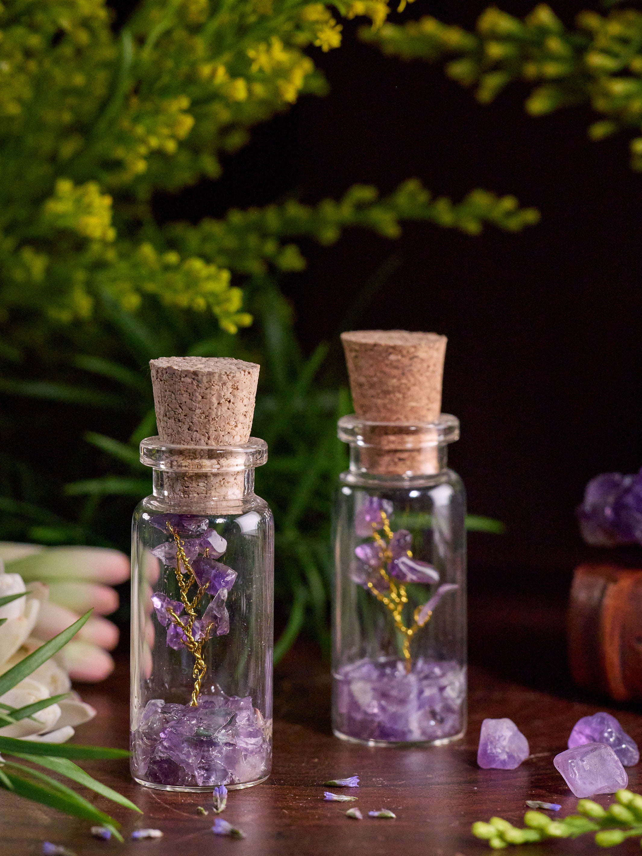 Semi-precious Gemstone - Amethyst Bottle Tree - Set of 2 - Product Image 