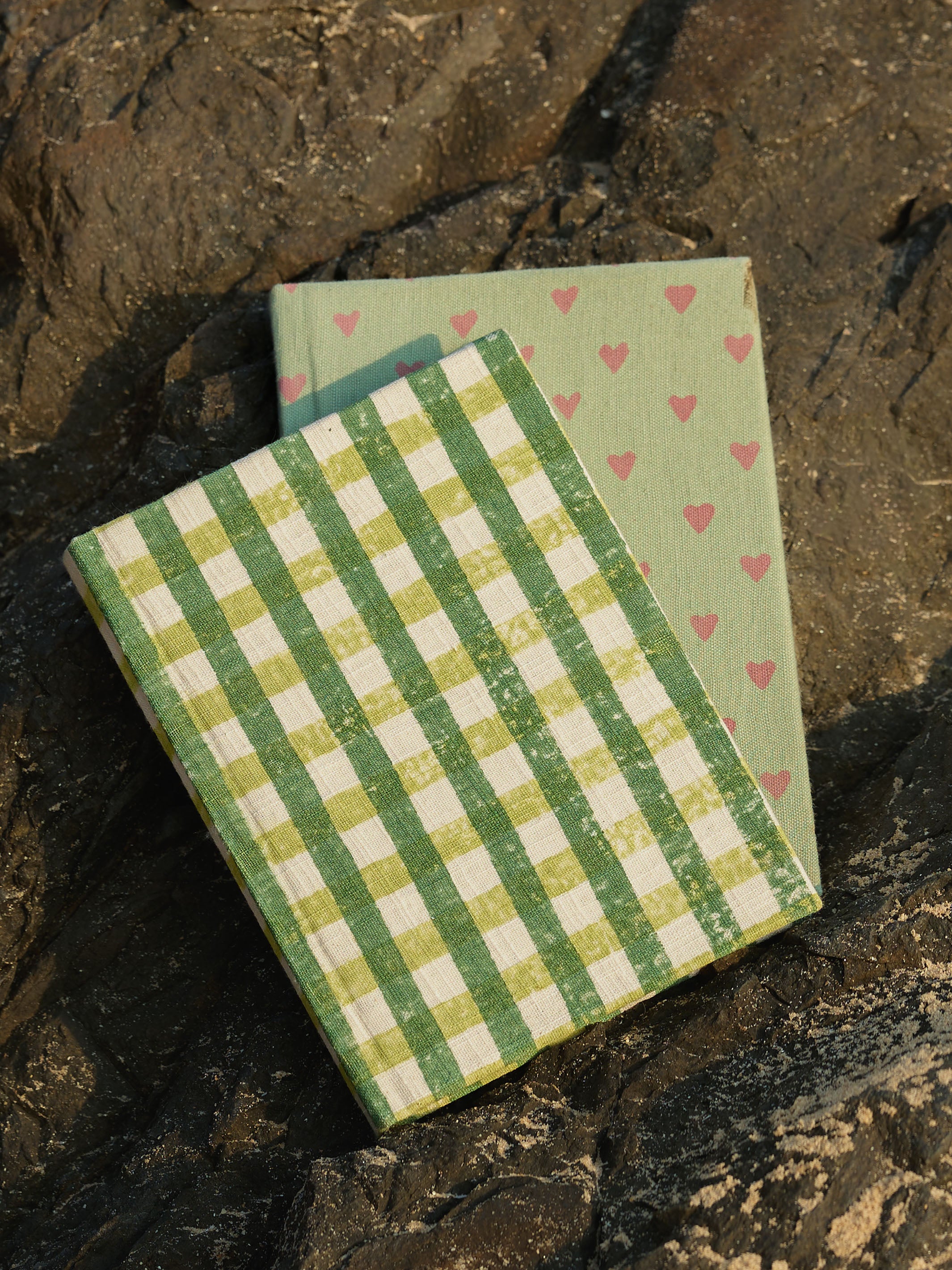 Handcrafted Sustainable A5 Diary Journal Notebook l Handmade Paper l Green Checks - Product Image 