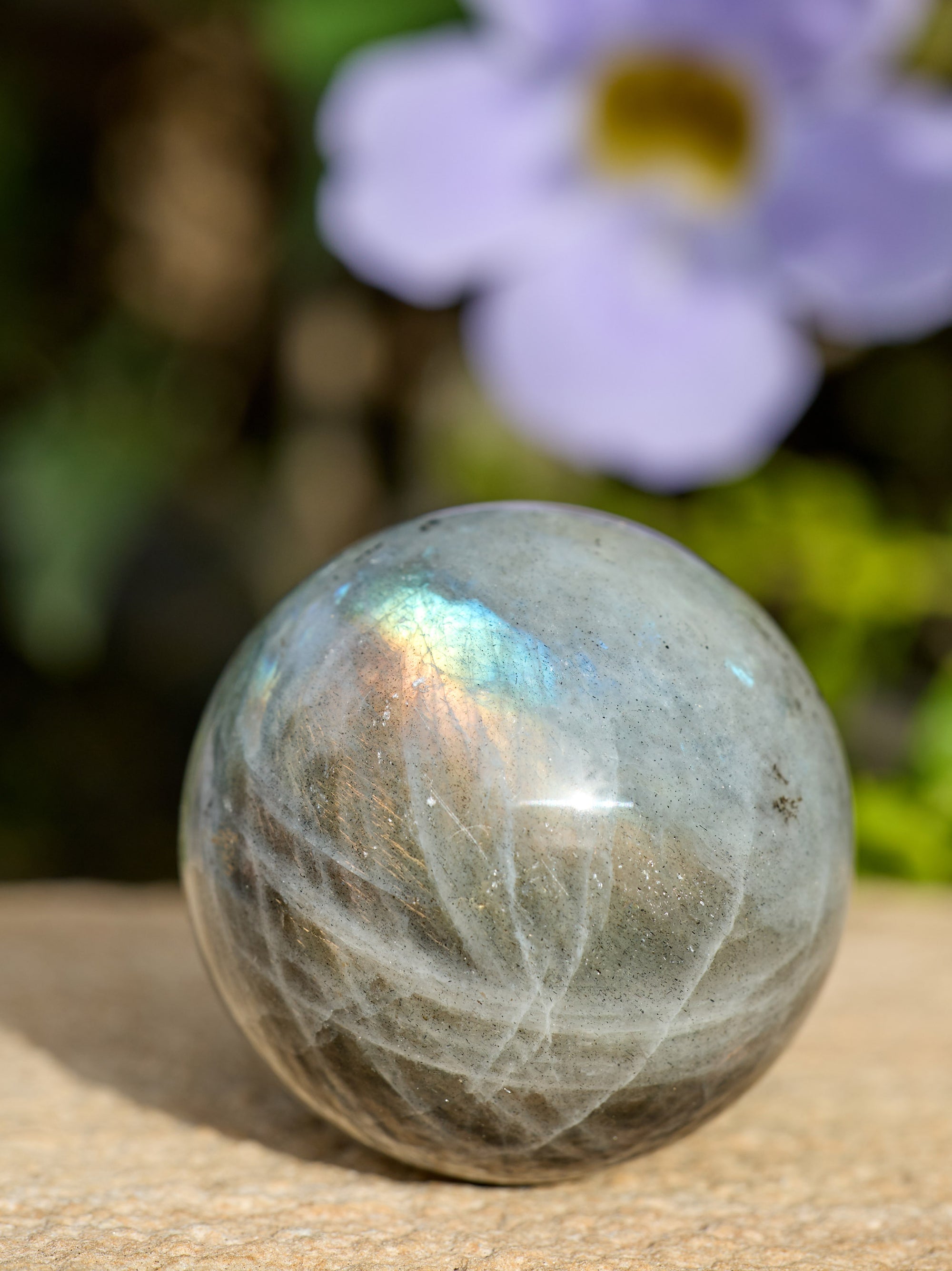 Semi-precious Gemstone - White Labradorite Sphere