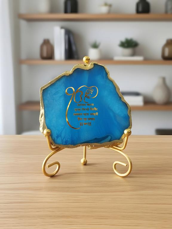 Premium Agate Decorative Plate with Stand | Mool Mantra Spiritual Design