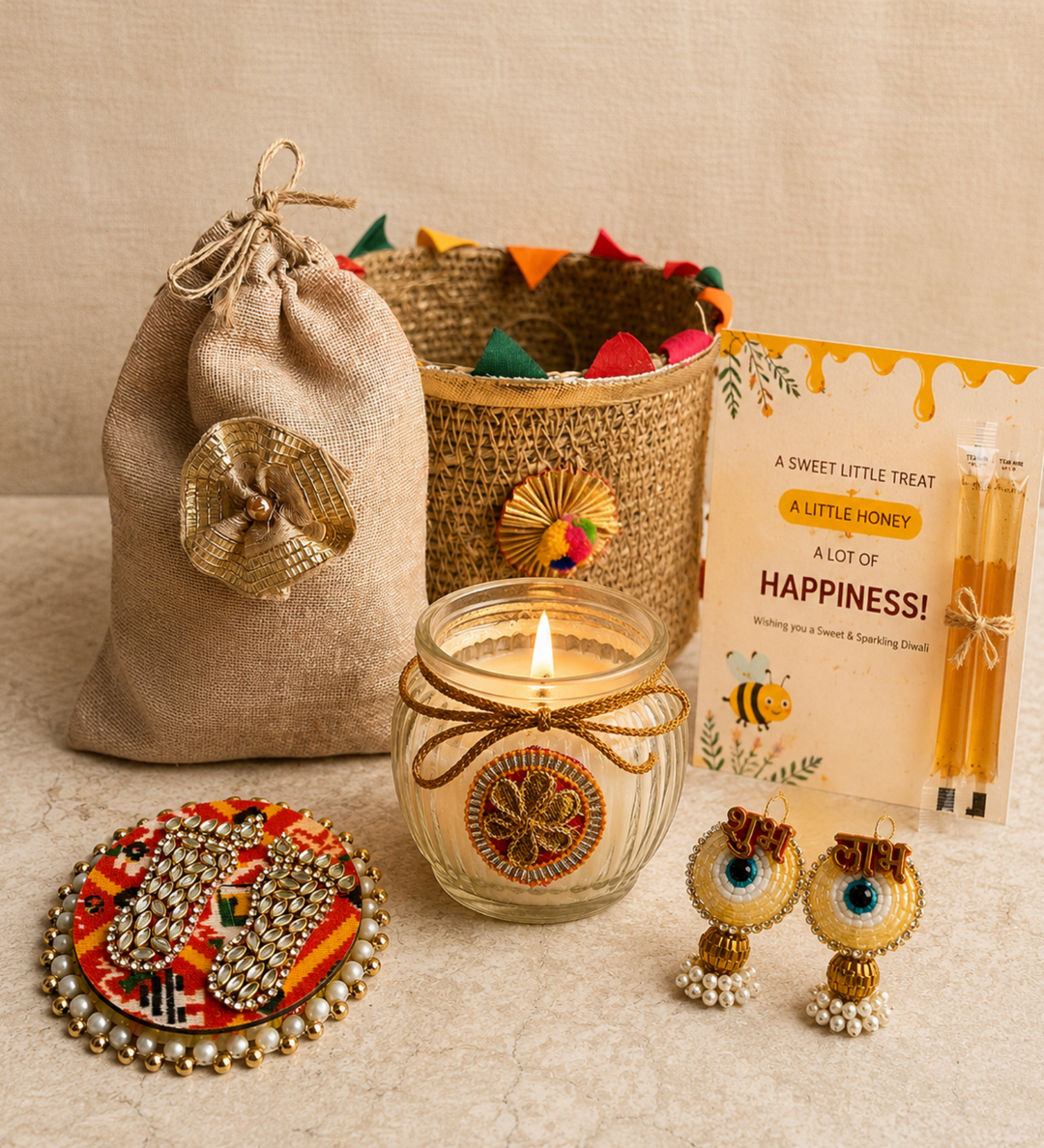 Festive Pomp-Pom Basket Hamper - https://artecasa.in/