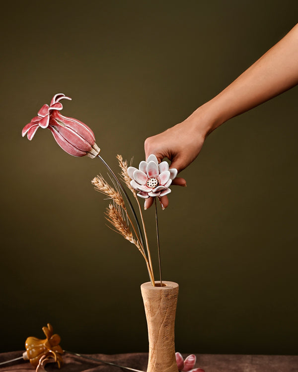 Rainflower Single flower stem - blushing pink