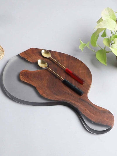 Cheese Board Platter – Acacia Wood with Translucent Black Resin Finish