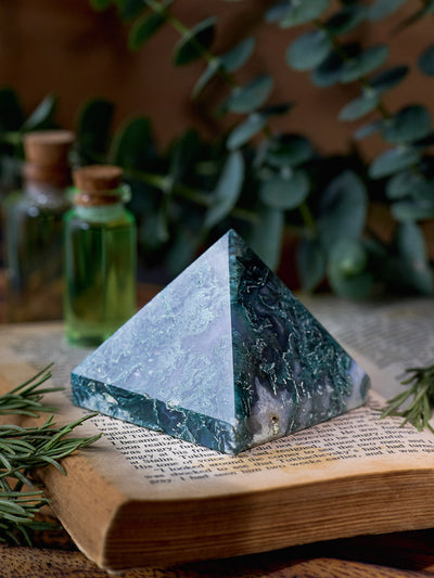 Semi-precious Gemstone - Moss Agate Pyramid
