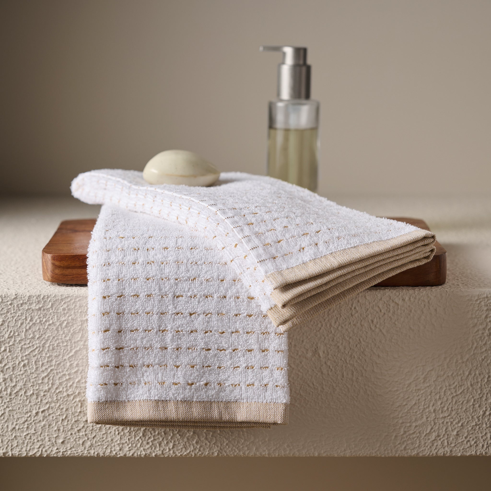 Drizzle | Cotton | Dobby Stripe Terry | Hand Towel - Product Image 