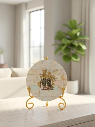 Natural Marble Stone Radha Krishna Frame Showpiece