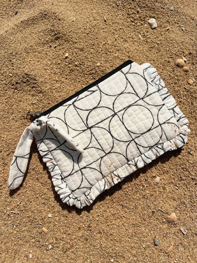Sustainable Quilted Cotton Travel Pouch l Black & White Organizer