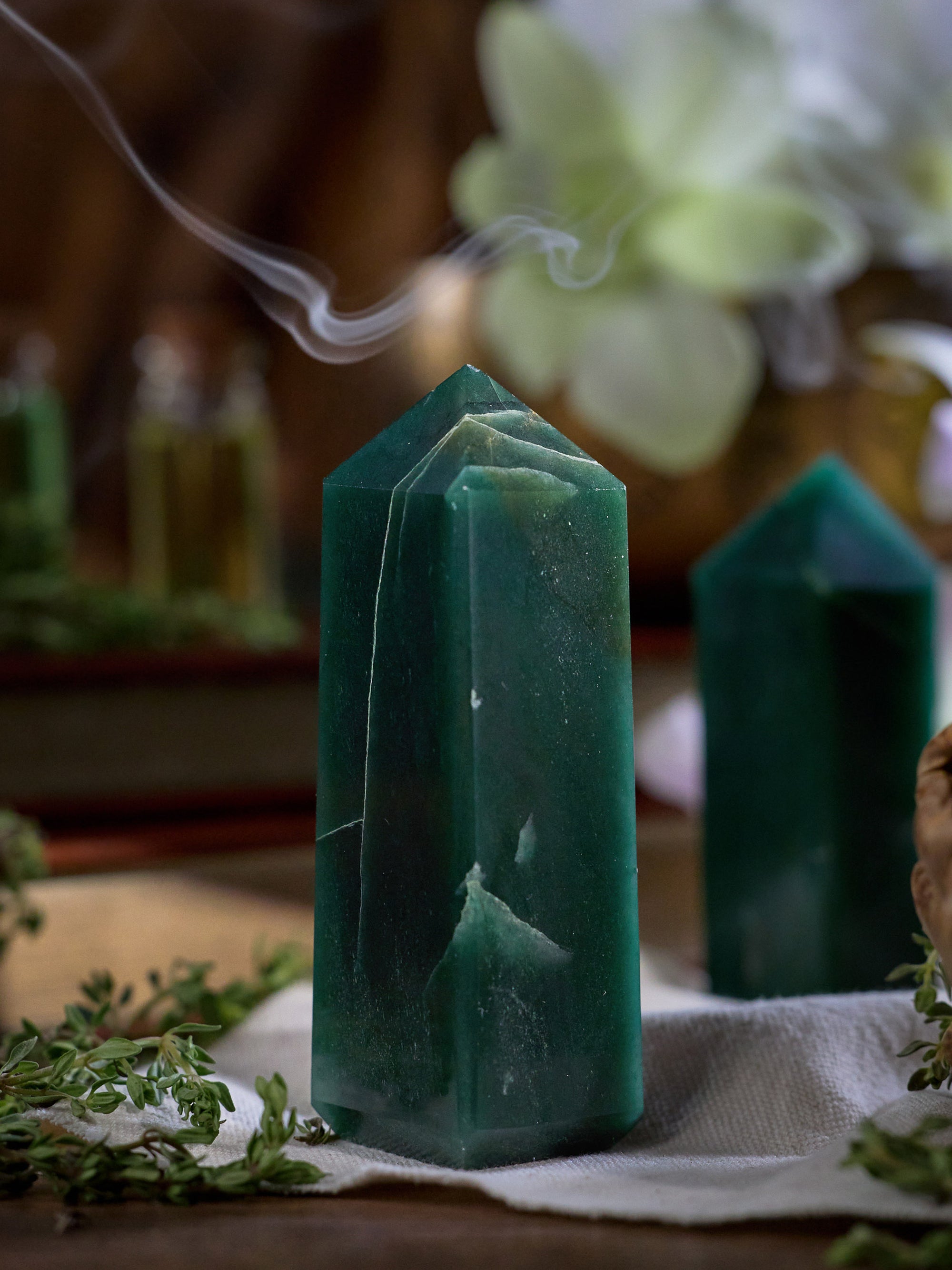 Semi-precious Gemstone - Green Jade Tower