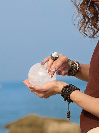 Semi-precious Stone - White Crystal Ball (Large)