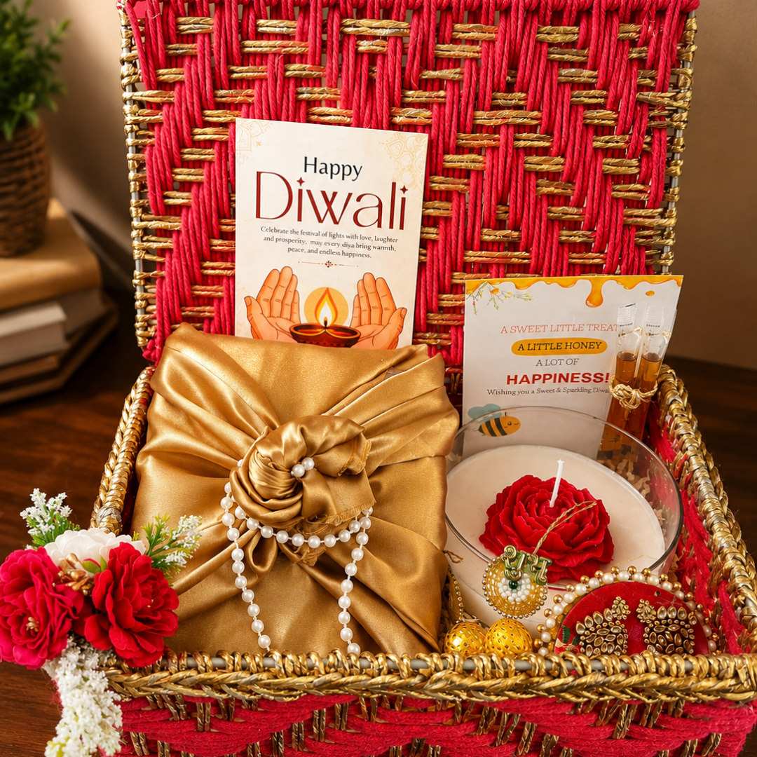 Crimson Bloom Festive Gift Basket – Premium Diwali Gift Hamper - https://artecasa.in/