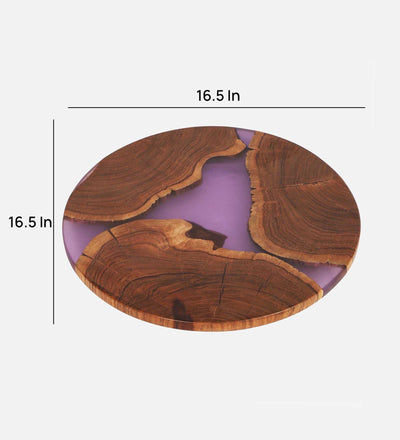 Round Wooden & Resin Platter - Purple Inlay
