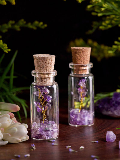 Semi-precious Gemstone - Amethyst Bottle Tree - Set of 2