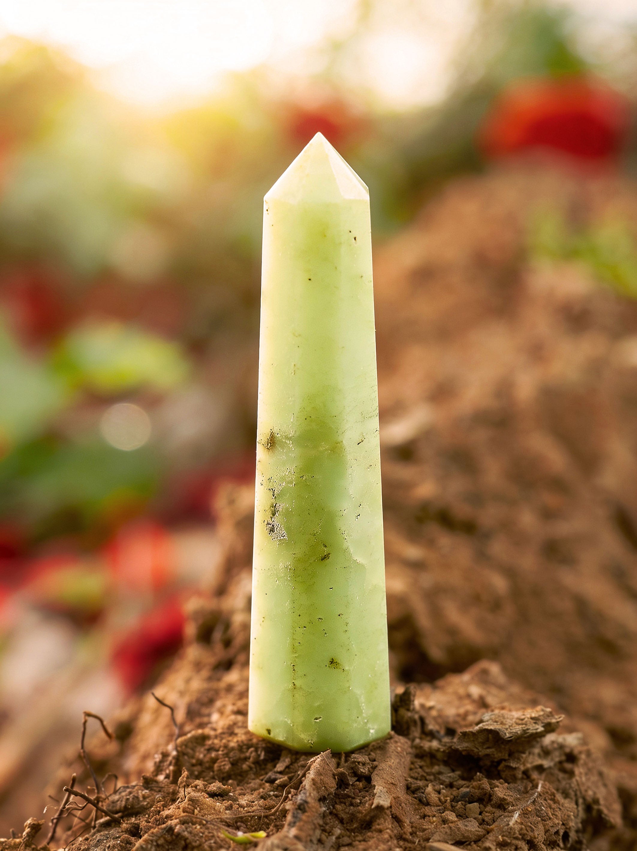 Semi-precious Gemstone - Chrysoprase Obelisk - Product Image 