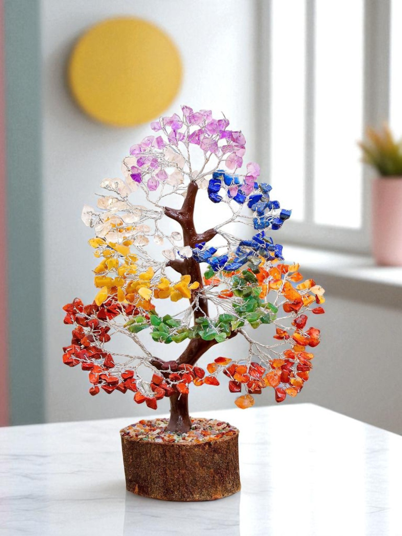 300 Beads 7 Chakra Crystal Tree with Natural Healing Gemstones