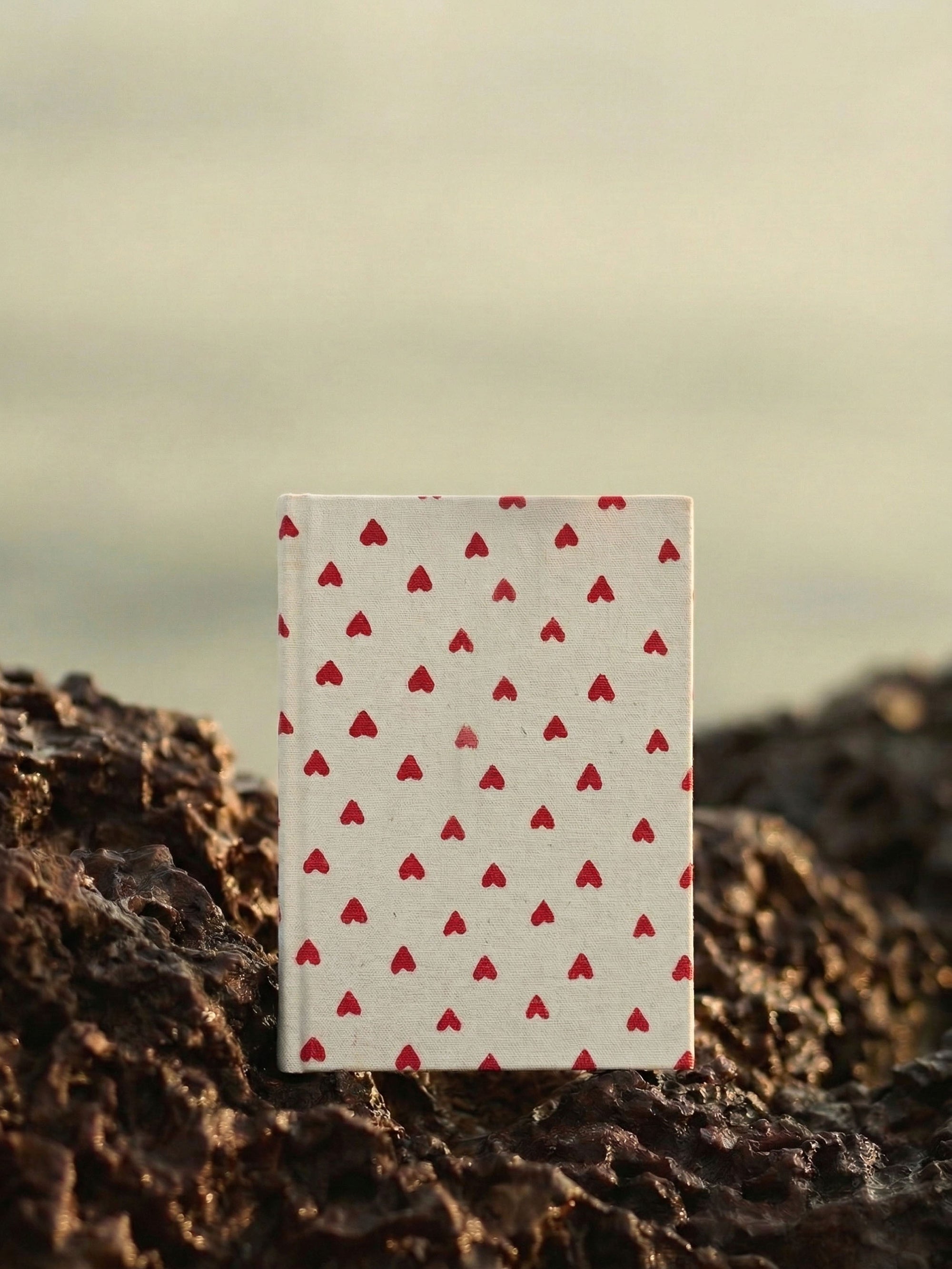 Handcrafted Red Hearts on White A5 Journal Diary