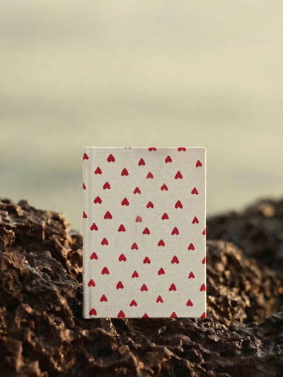 Handcrafted Red Hearts on White A5 Journal Diary