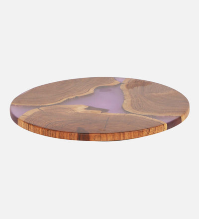 Round Wooden & Resin Platter - Purple Inlay
