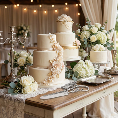 Luxury Silver Cake Knife with Twin Bird Motif – Designer Celebration Knife