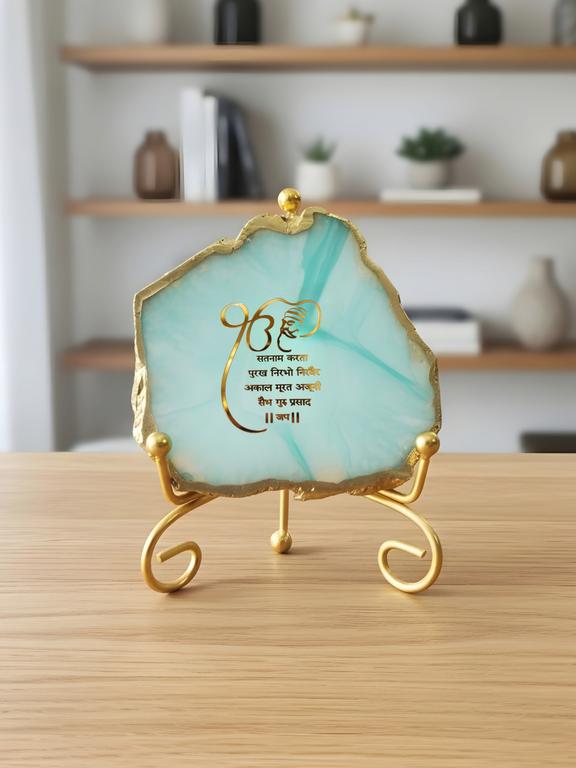 Premium Agate Decorative Plate with Stand | Mool Mantra Spiritual Design