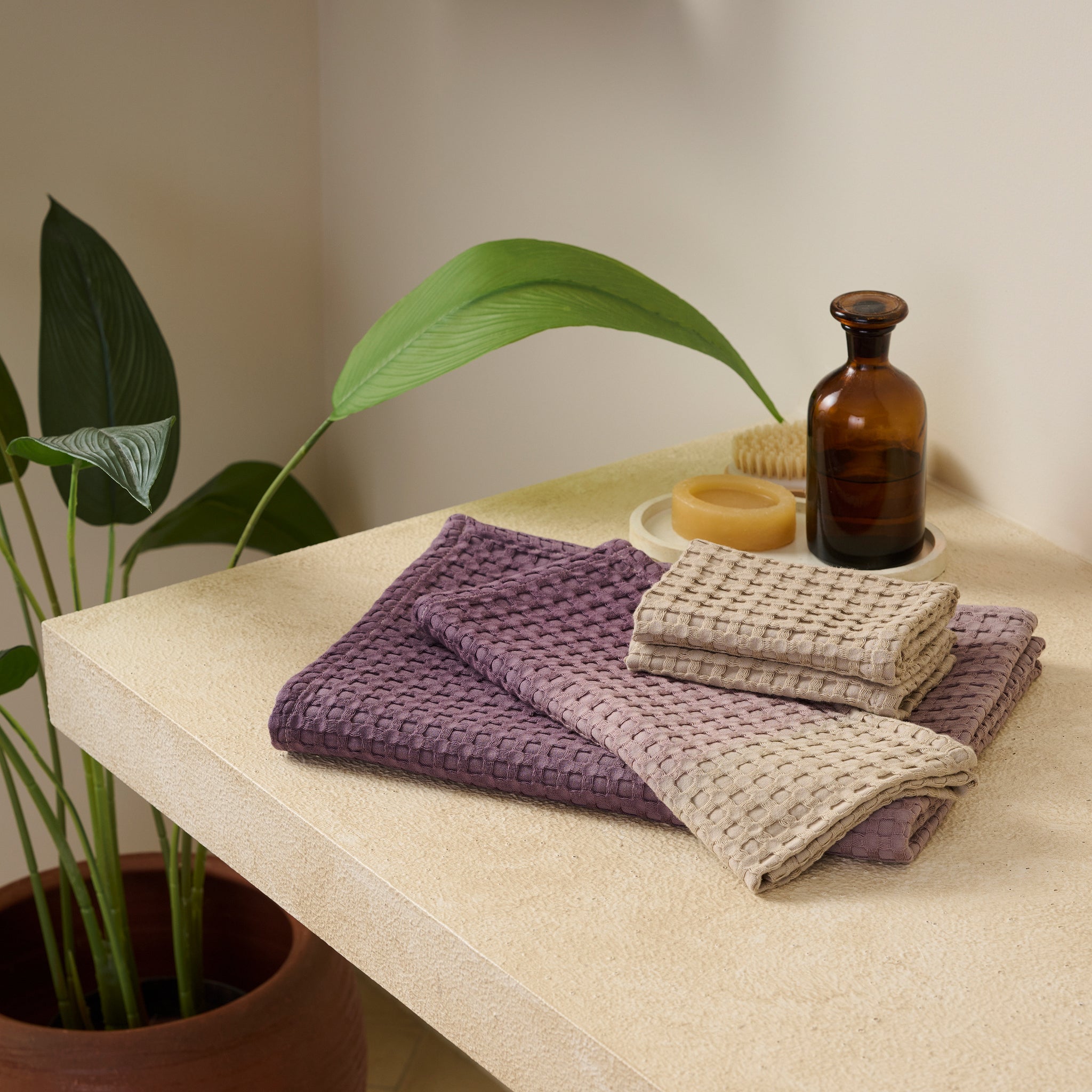Colour Tide | Cotton Bamboo | Waffle | Bath Set