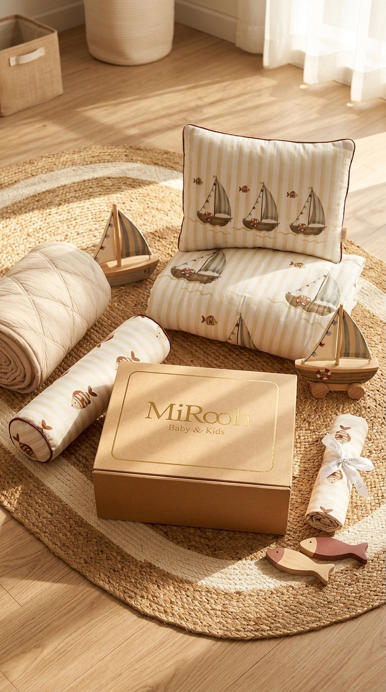 THE SEA SHORE  COMPLETE COT BEDDING SET  GIFT SET WITH BUMPER