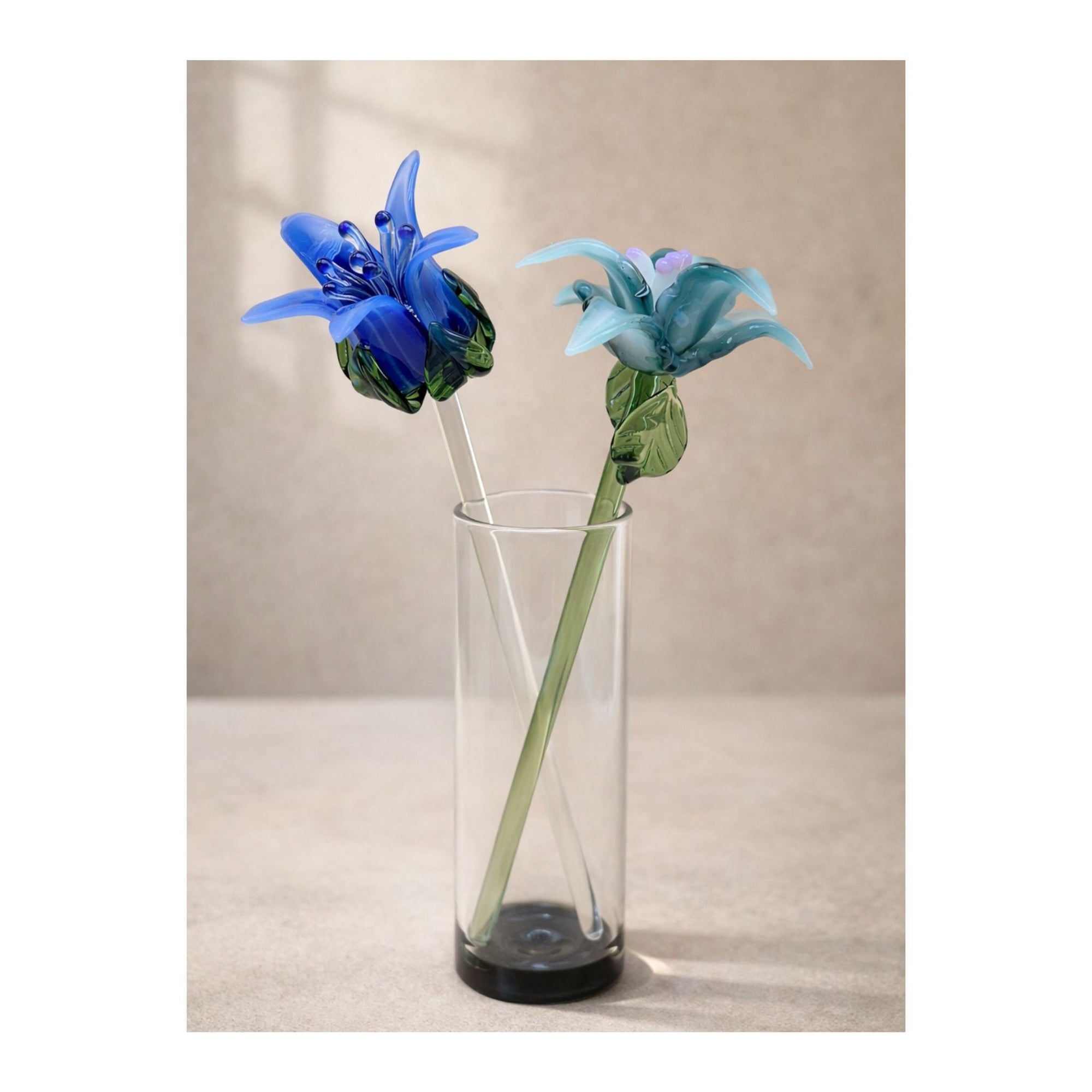 Tinsel Lily Glass Flower - Azure Blue