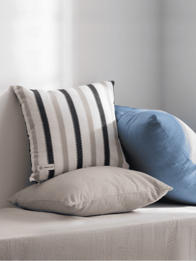 Oslo Black and Beige Striped Cotton Cushion Cover