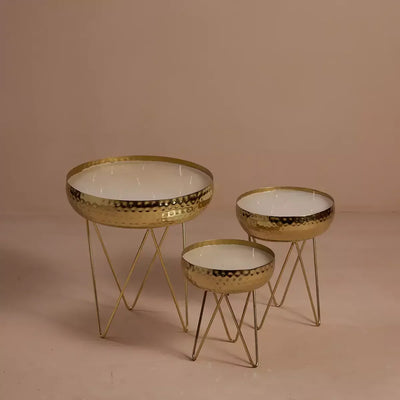 Stardust Gold Hammered Candle Urlis on a stand set of 3