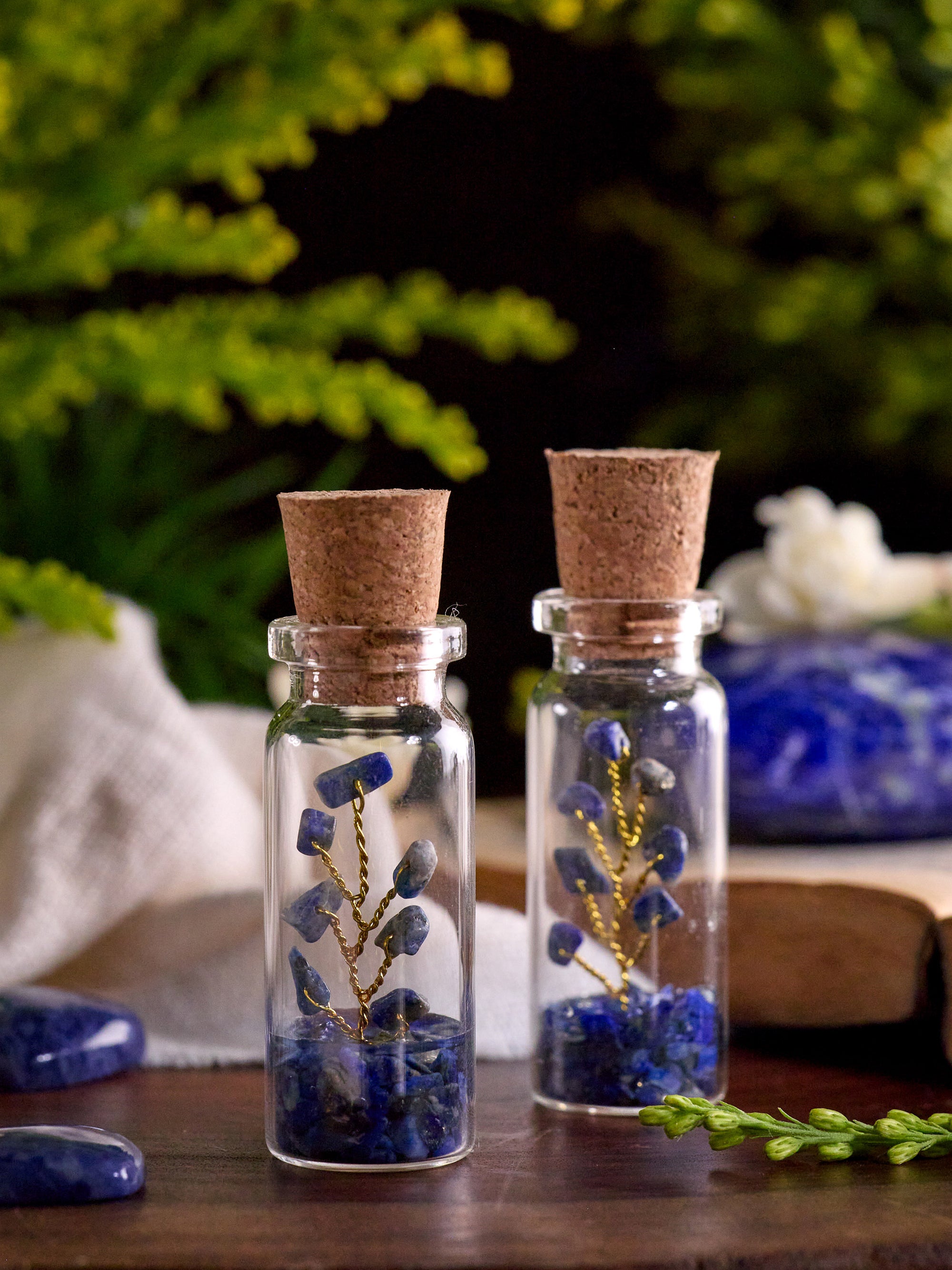 Semi-precious Gemstone - Lapis Lazuli Bottle Tree - Set of 2