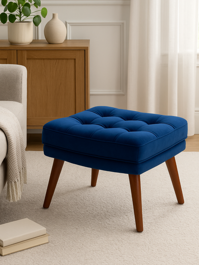 Living Room Stool with Soft Fabric, Comfortable Cushion, and Ottoman Footrest
