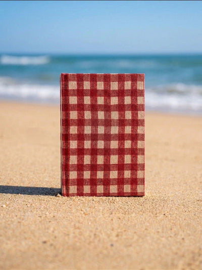 Handcrafted Sustainable A5 Diary Journal Notebook l Handmade Paper l Red Checks