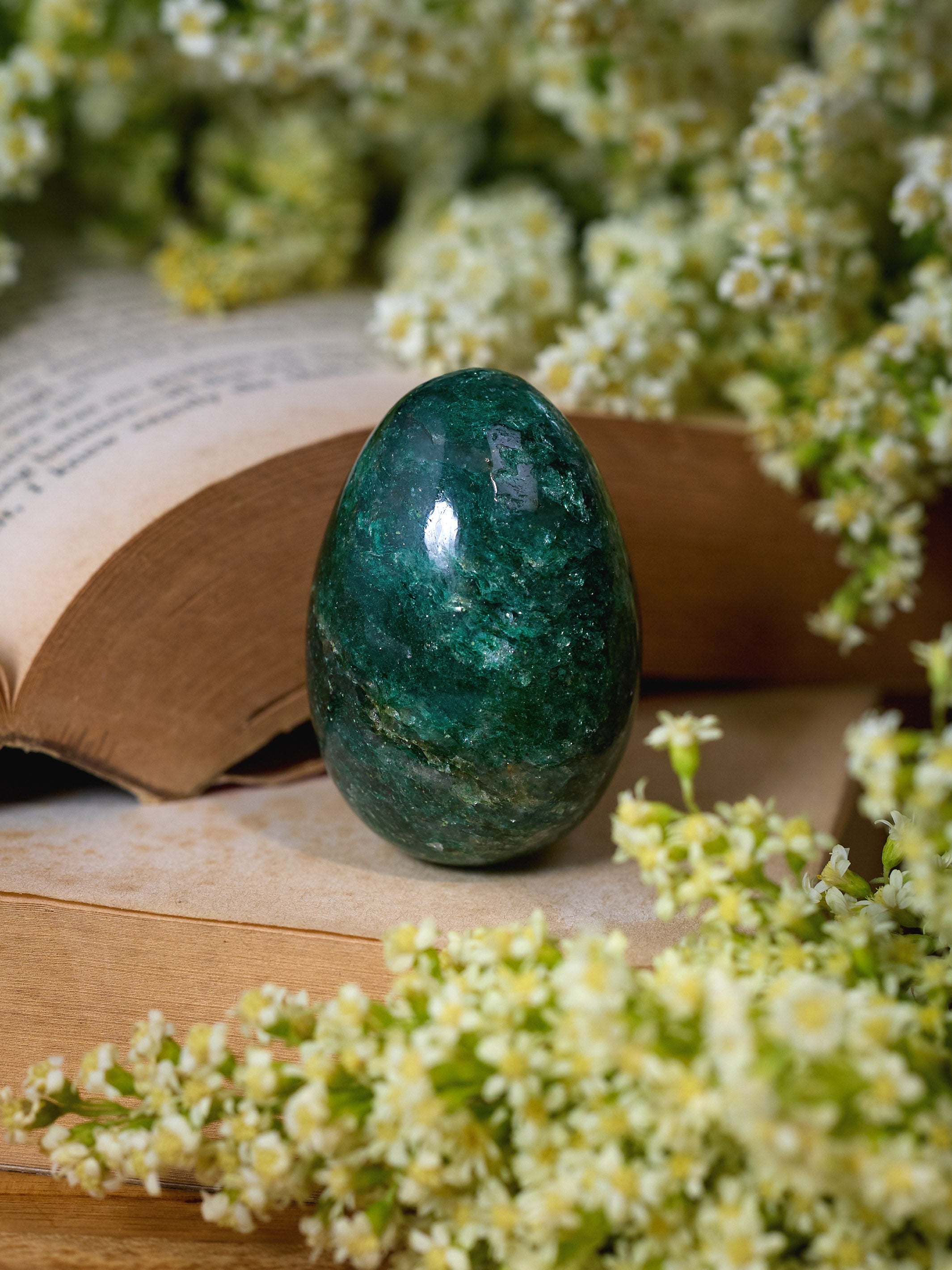 Semi-precious Stone - Moss Agate Egg - Product Image 